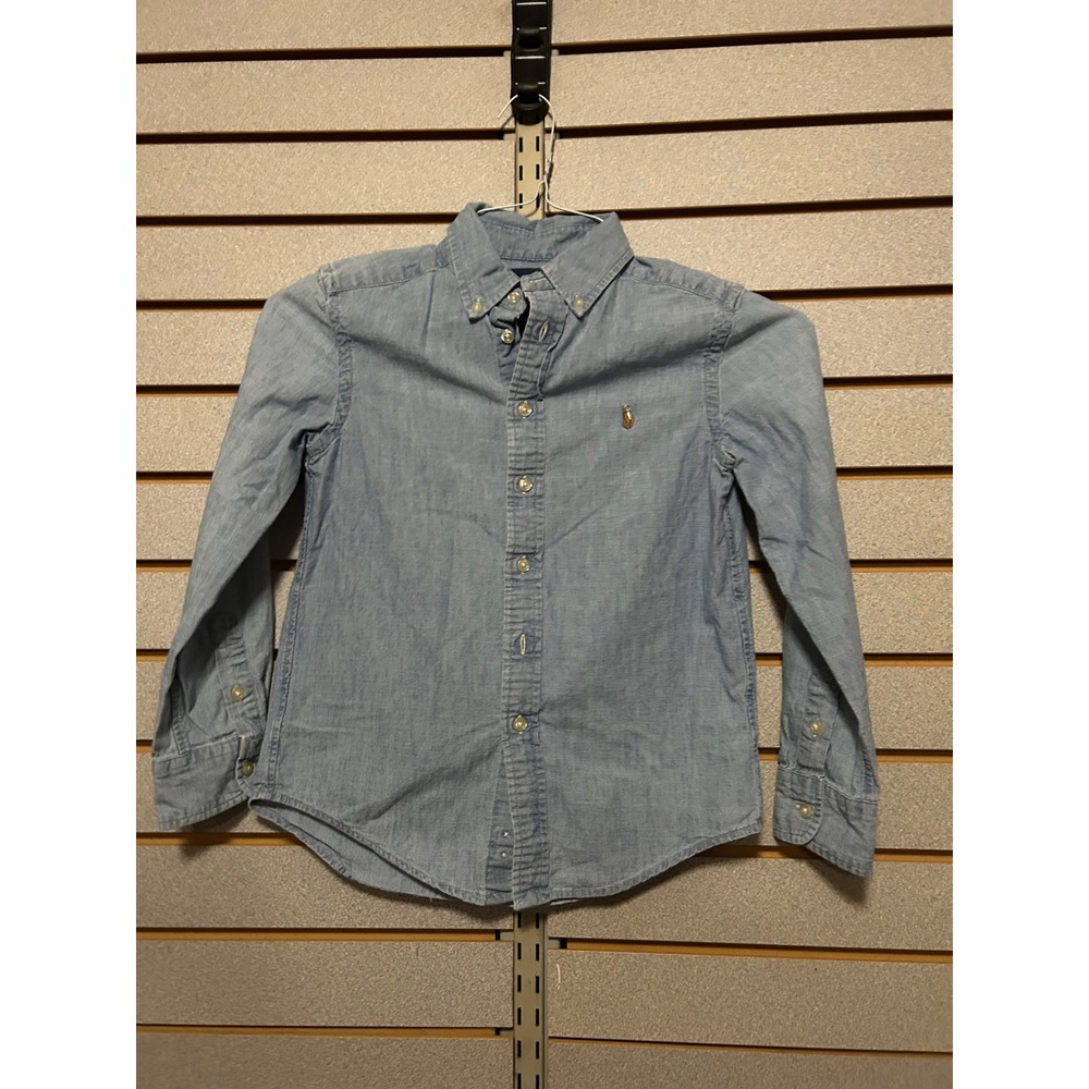 Ralph Lauren Kids Light Blue Cotton Chambray Button Down Shirt Size 8 S/P